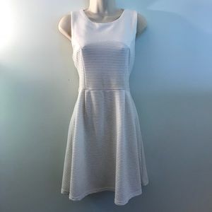 Forever 21 Ribbed Fit and Flare Dress, White, M